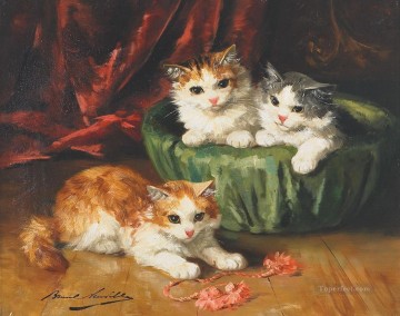 Cat painting 8 Alfred Brunel de Neuville Oil Paintings